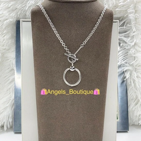 New Pandora Moments O Pendant T-bar Necklace